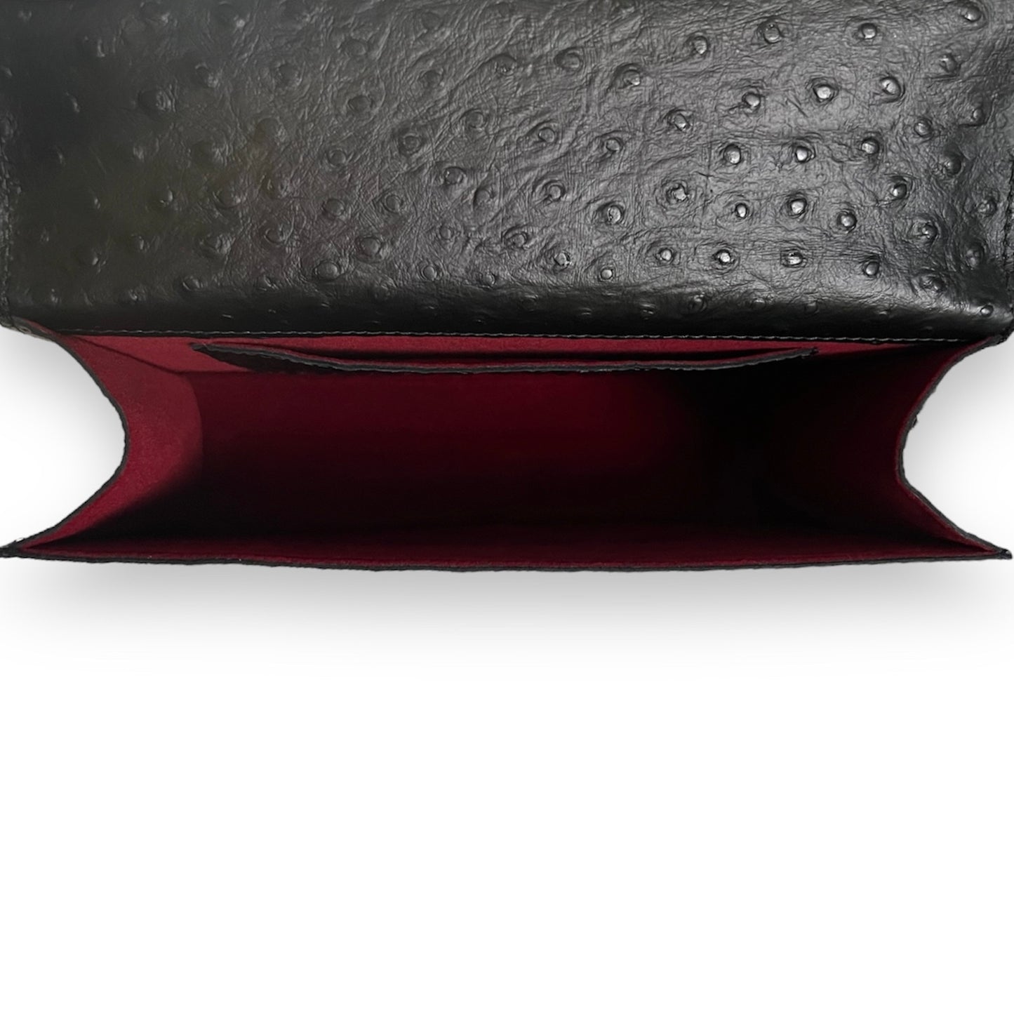 Apollo Bag Crossbody: MM  (Ostrich Embossed Black and Gold Hardware)