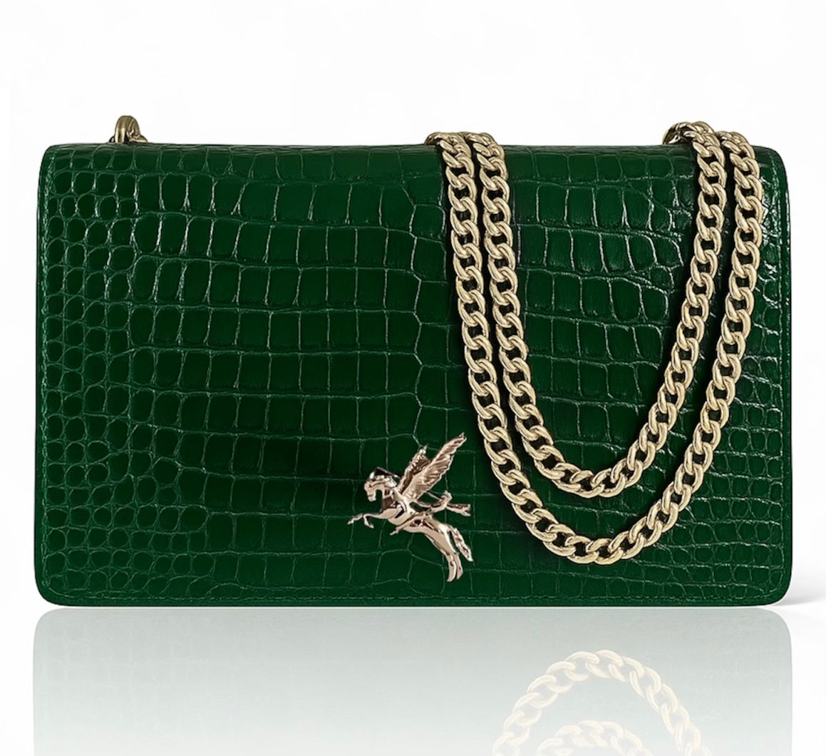 Apollo Bag Crossbody: MM Emerald Crocodile