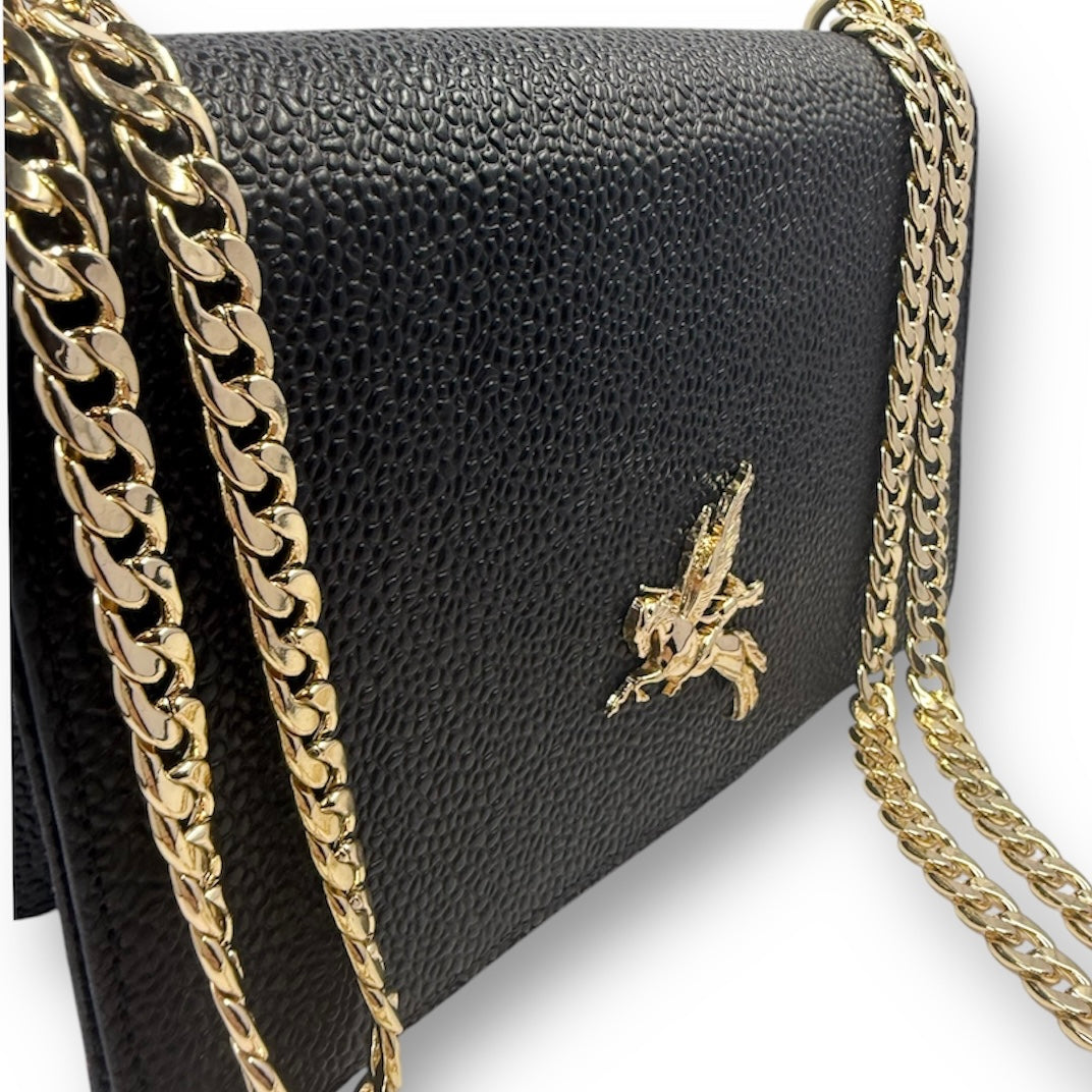 Apollo Bag Crossbody: (Caviar Leather Black & Gold Hardware)