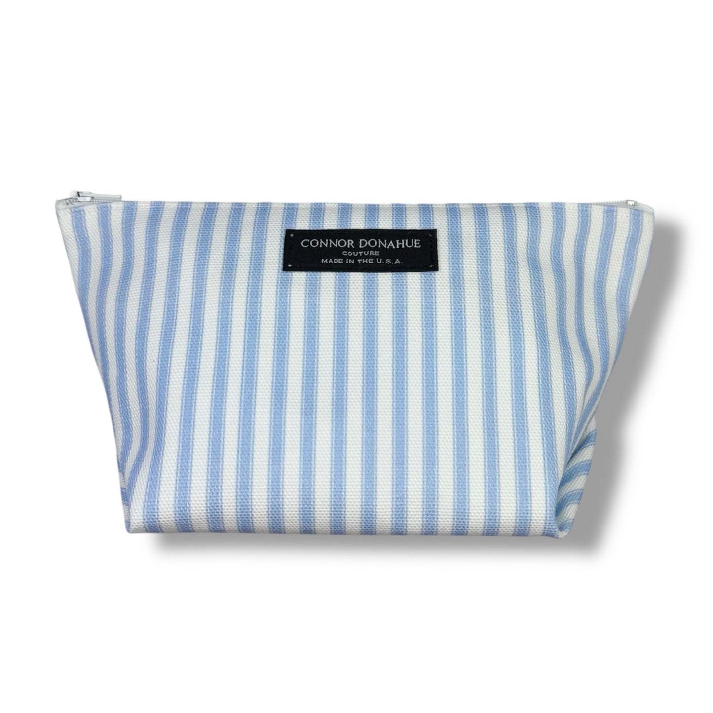 Canvas Cosmetic Pouch- Light Blue Stripe