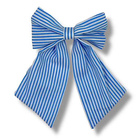 Oxford Stripes Blue - Hair Bow