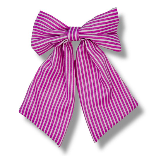 Oxford Stripes Pink - Hair Bow