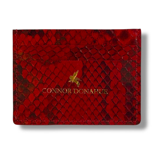 Genuine Snake Leather Cash-Card Card Holder - Rouge