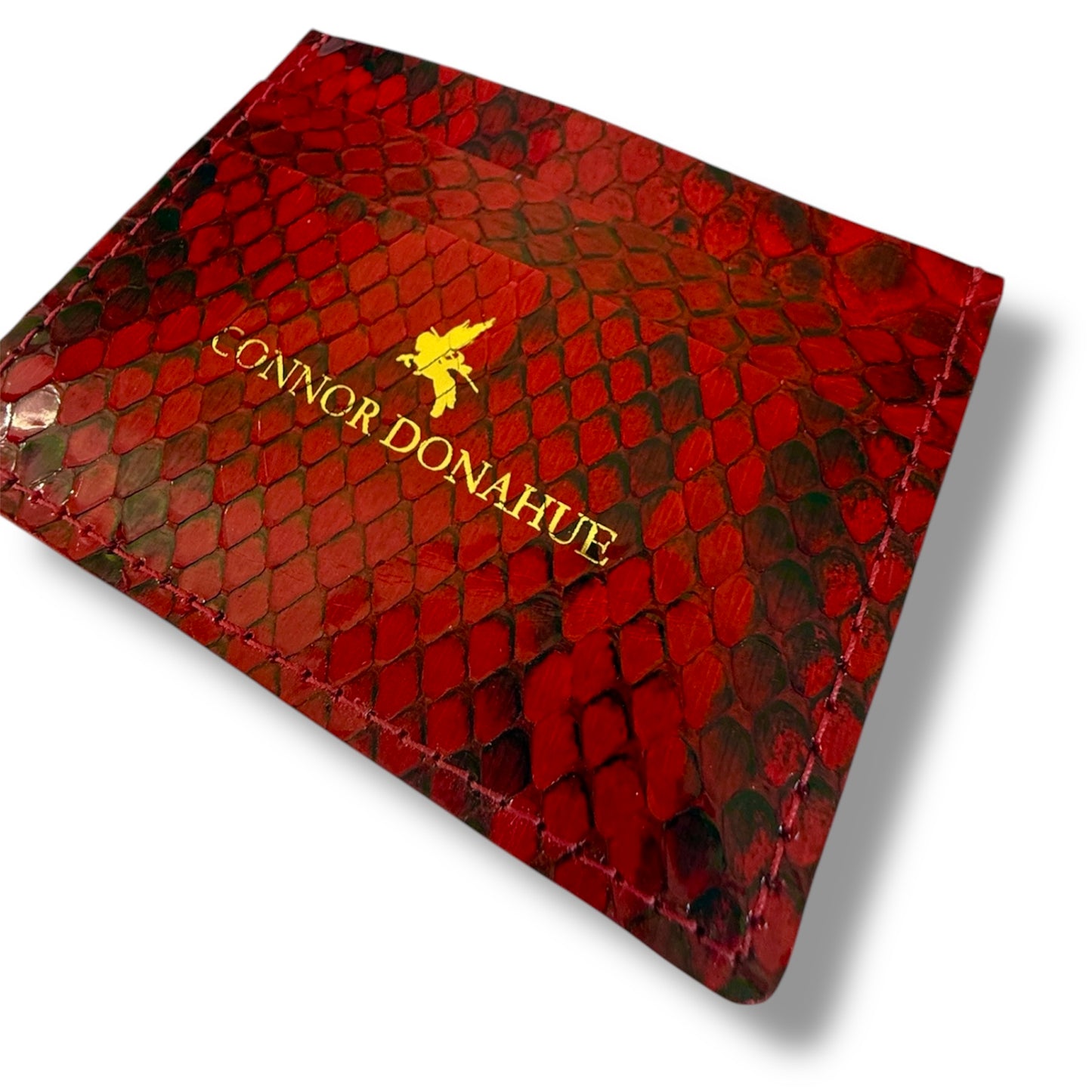 Genuine Snake Leather Cash-Card Card Holder - Rouge