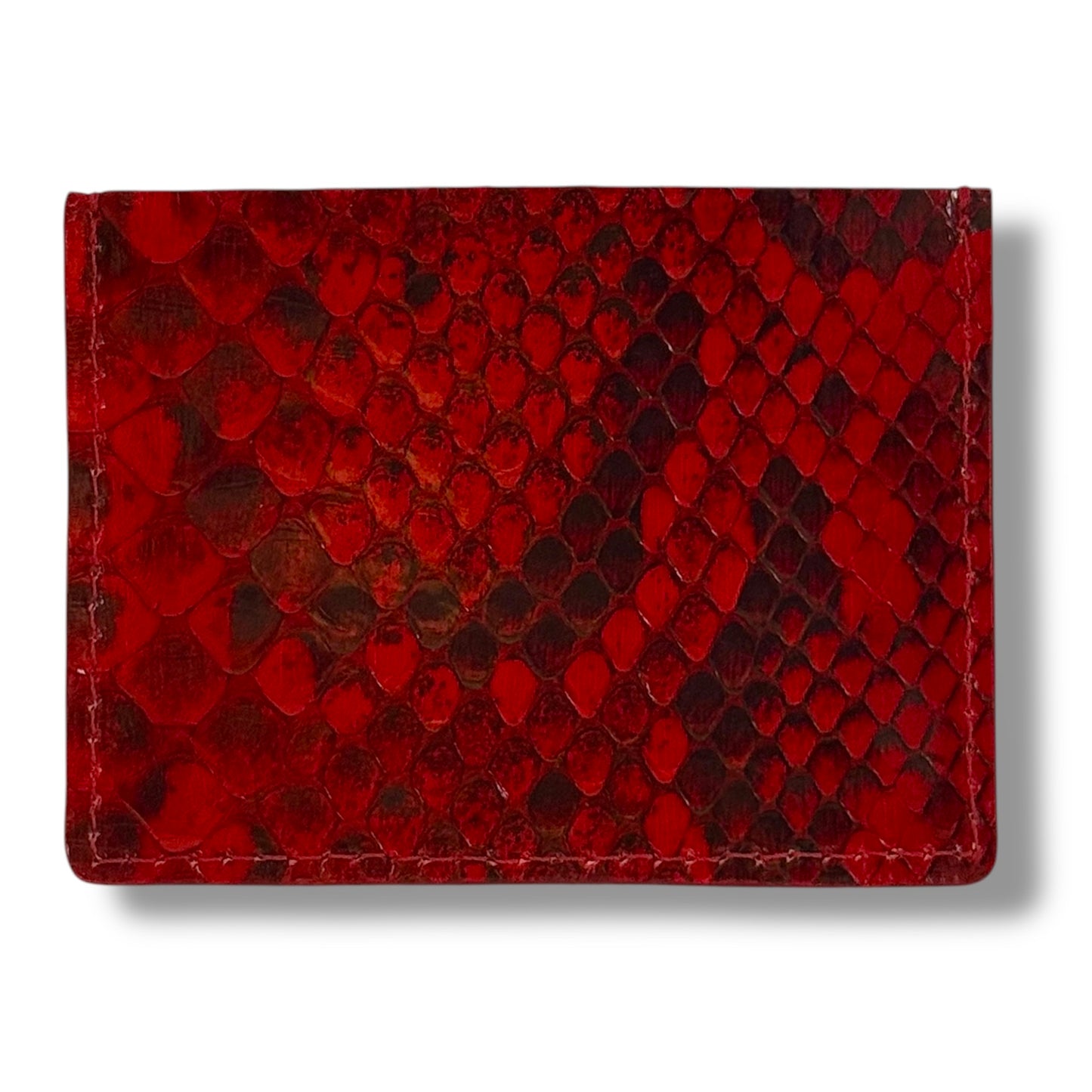 Genuine Snake Leather Cash-Card Card Holder - Rouge