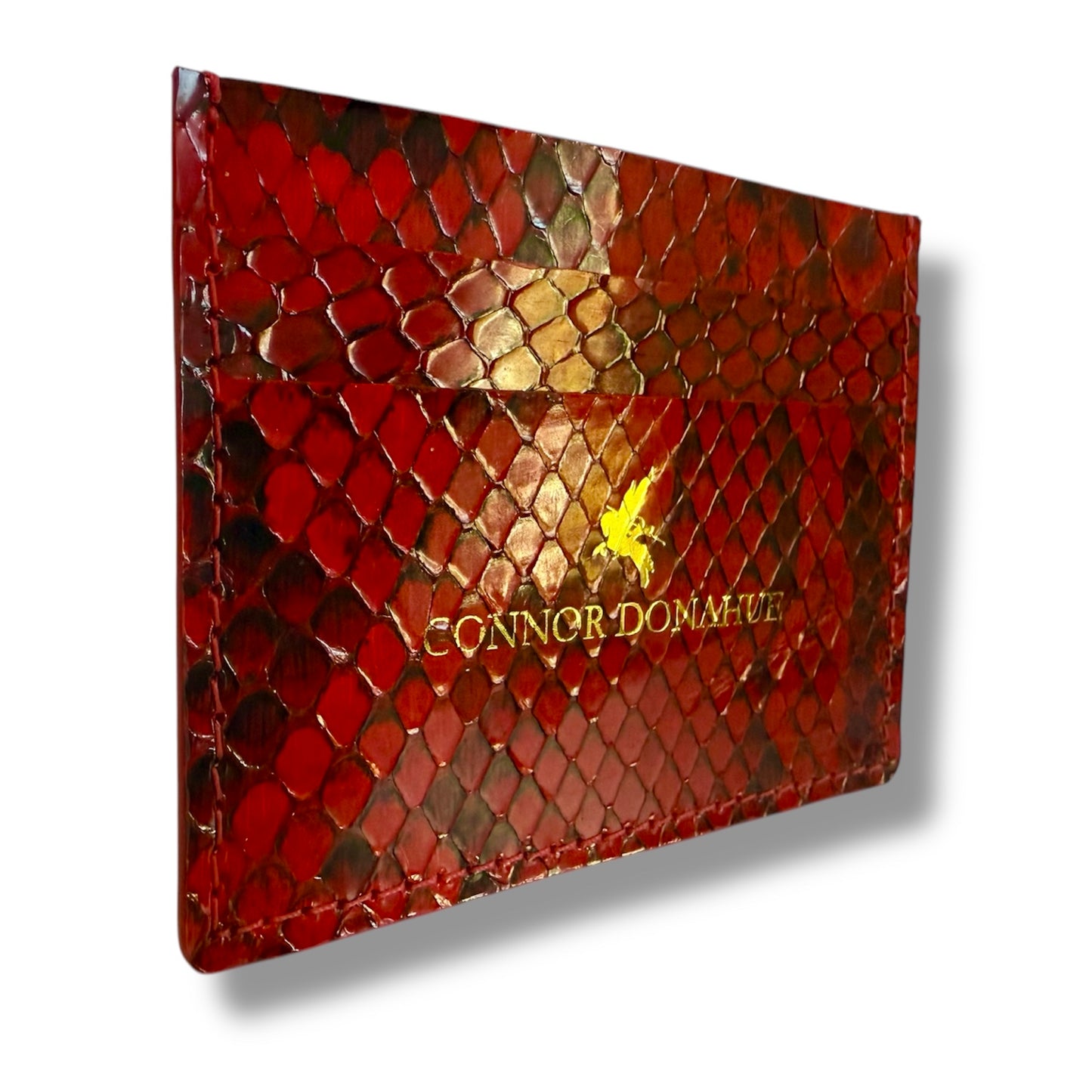 Genuine Snake Leather Cash-Card Card Holder - Rouge
