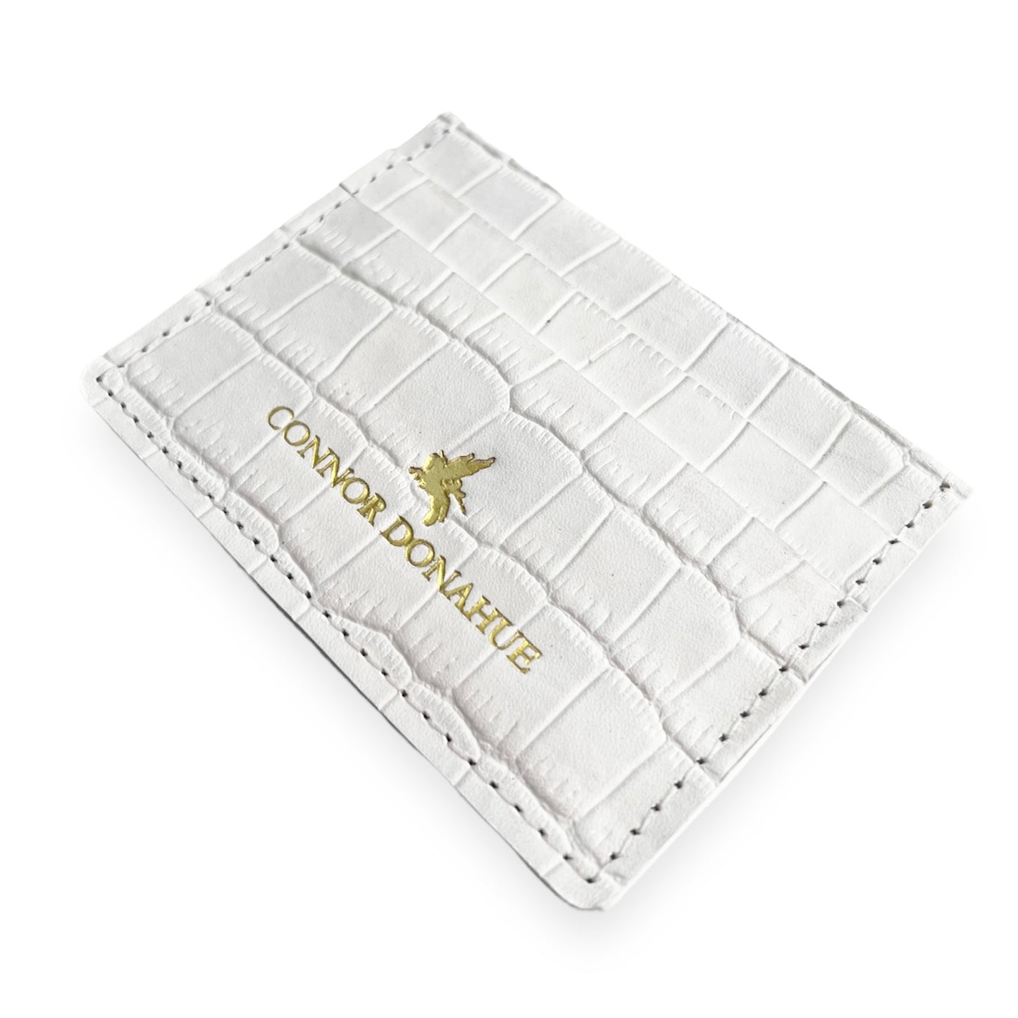 Leather Cash-Card Card Holder - White Nile Crocodile Embossed