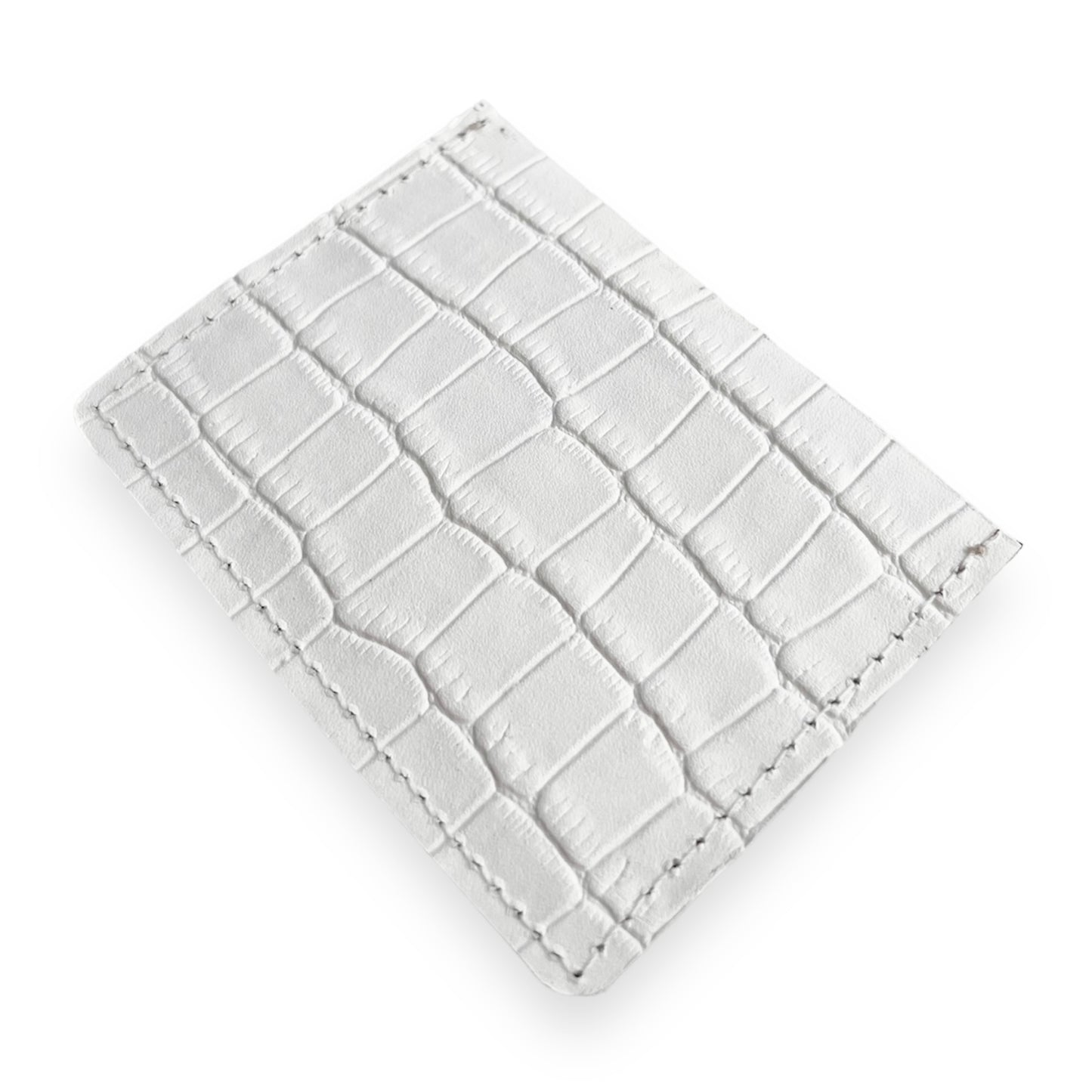 Leather Cash-Card Card Holder - White Nile Crocodile Embossed
