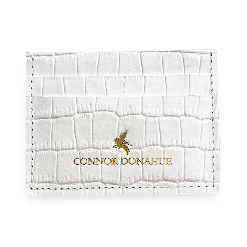 Leather Cash-Card Card Holder - White Nile Crocodile Embossed