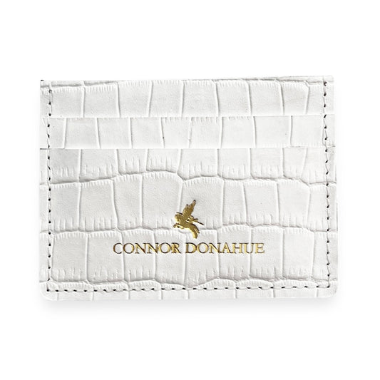 Leather Cash-Card Card Holder - White Nile Crocodile Embossed