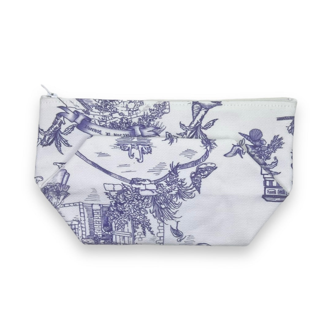 Canvas Cosmetic Pouch- Toile de Donahue (Royal Blue)