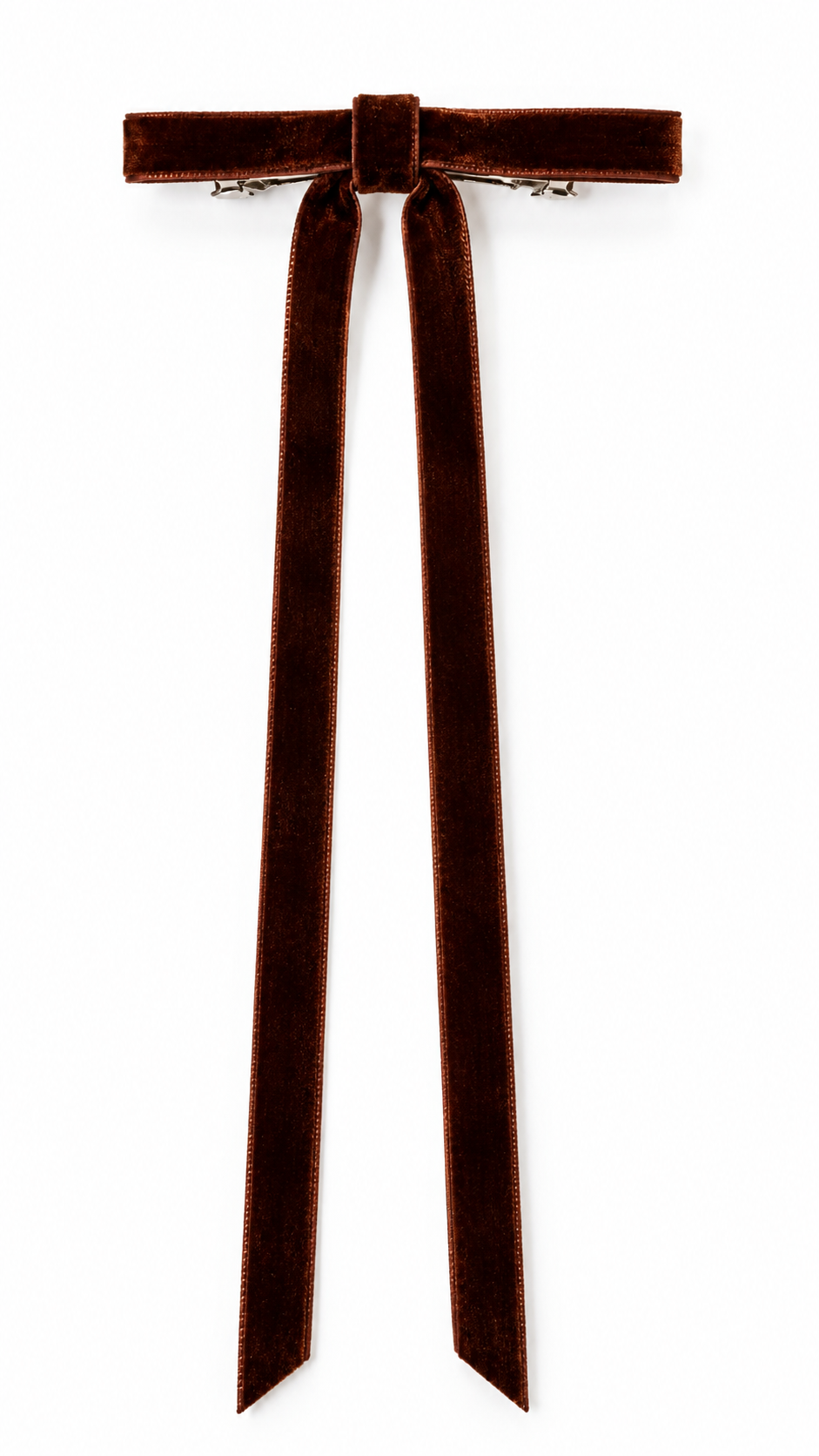 Mocha Brown Velvet Ribbon Hair Bow | Luxury Long-Tail Hair Accessory