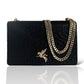 Apollo Bag Crossbody: MM  (Ostrich Embossed Black and Gold Hardware)