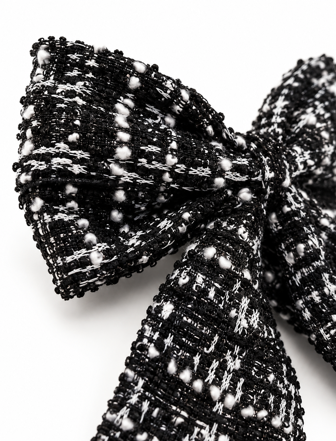 Black & White Tweed Hair Bow | Luxury Statement Hair Accessory