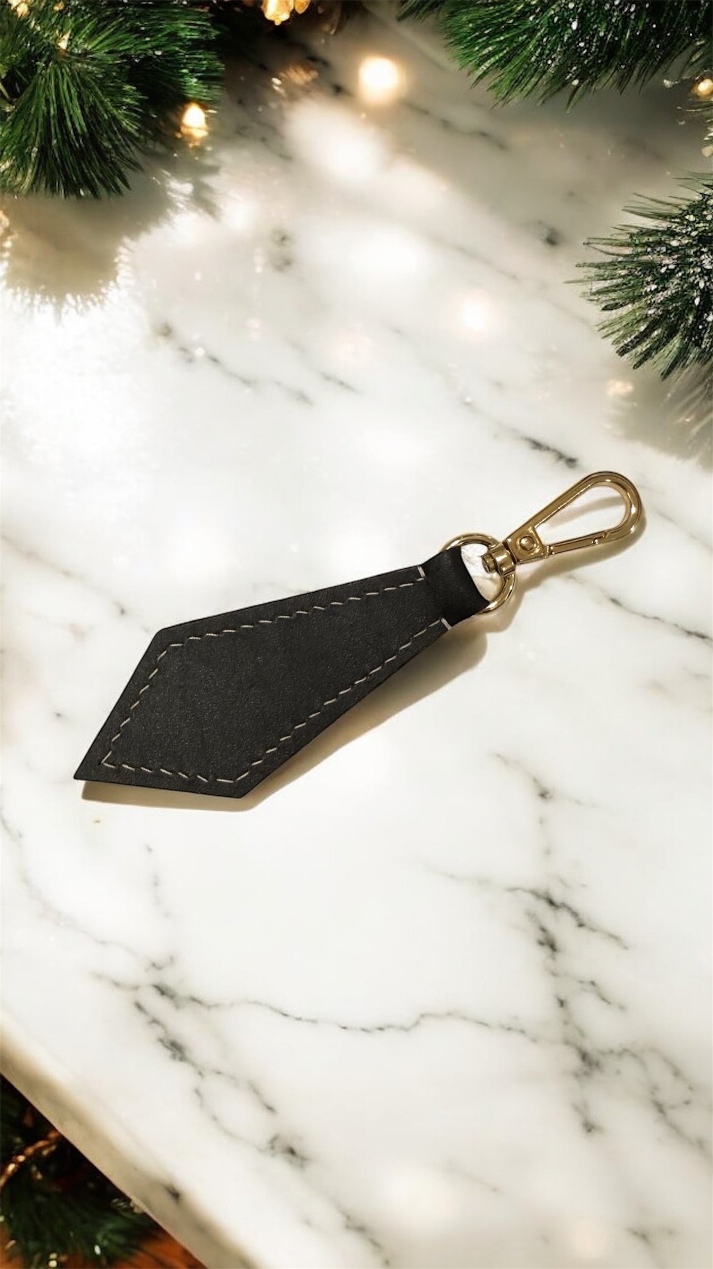 Key Chain - Cocoa and white stitching