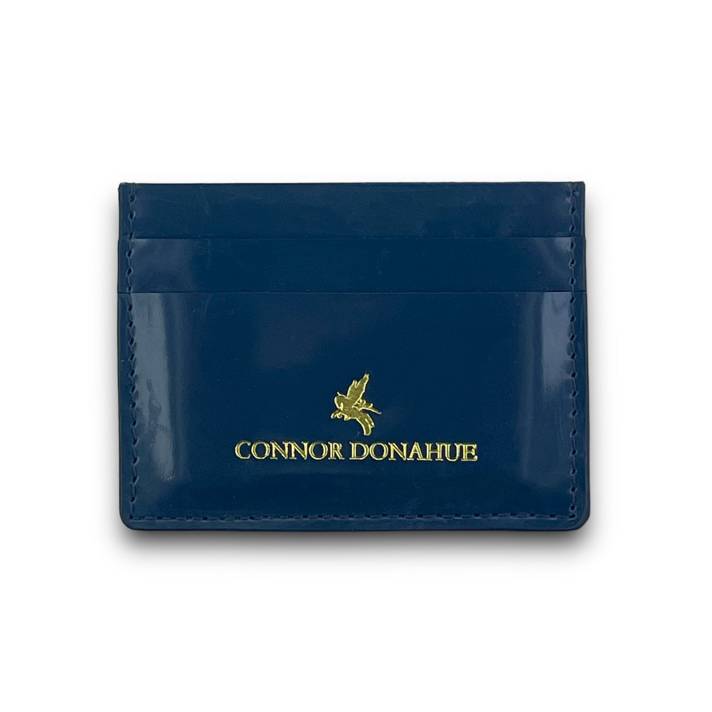 Leather Cash-Card Card Holder - Navy patent leather