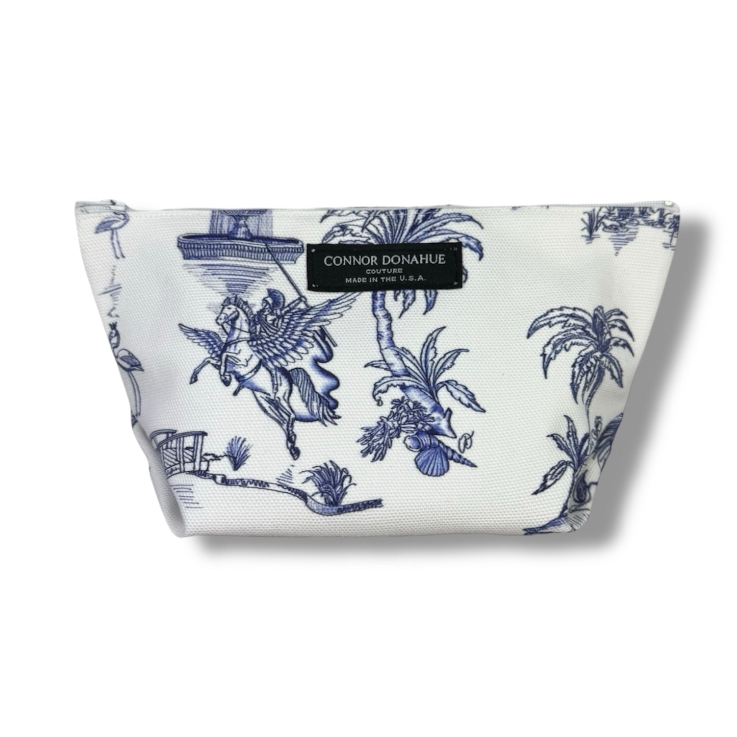 Canvas Cosmetic Pouch- Toile de Donahue (Royal Blue)