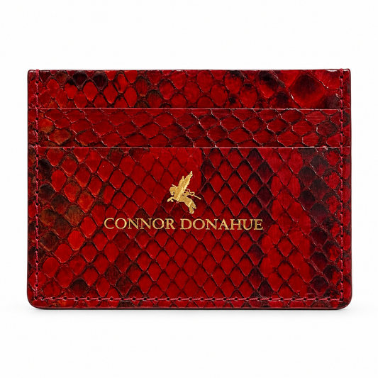Genuine Snake Leather Cash-Card Card Holder - Rouge