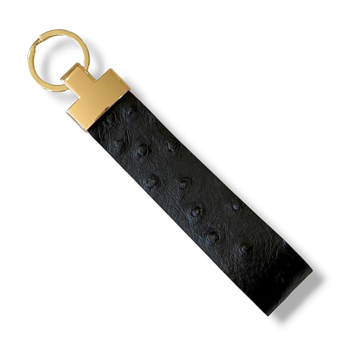 Noir Ostrich - Handmade Leather Keychain | Full-Grain Leather | Made in USA