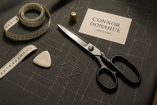 oo but the scissors need to be real! and have "CONNOR DONAHUE COUTURE" written on the paper too